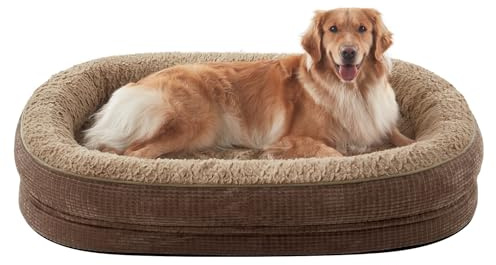 Pawk Panier Chien Grande Taille XXL, Lit pour Chien Orthopedique et Dehoussable, Coussin Memoire de Forme Canapé Chiens Imperméable, 122x89x19 cm