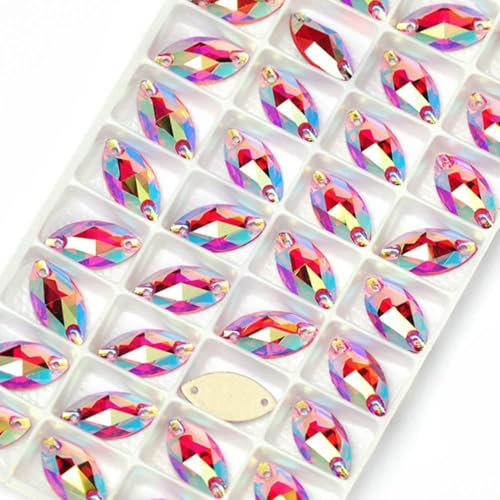 3223 Navette Colors AB Piedras y cristales Rhinestones Adornos de costura Aplicaciones para vestidos - Jacinto AB - 6 x 12 mm 144 piezas