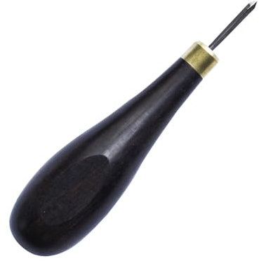 CRAFTPOINT Ahle mit Holzgriff – Lochstanze für Leder in 3, 4, 5 mm – Nähstanze für Lederverarbeitung, Heimwerker & Handarbeiten – Werkzeug zum Stanzen von Lederlöchern (4mm Loch)