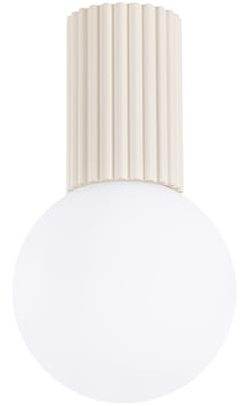 SOLLUX lighting Deckenlampe Deckenleuchte - Deckenstrahler Aluminium Glas -1 Flammig - LED Lampe Glühbirne - Beige Halo