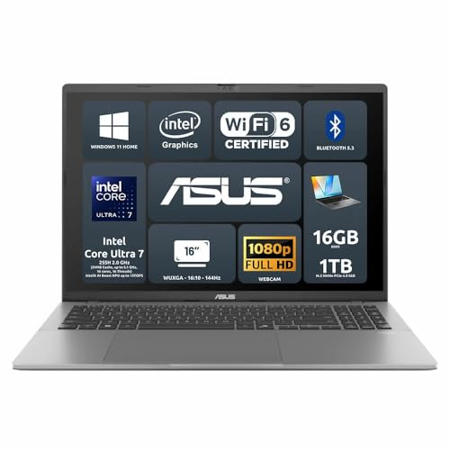 ASUS Notebook Vivobook S16 S3607CA-RP007W Intel Core Ultra 7 255H Intel AI NPU 16GB Intel Arc Graphics SSD 1TB 16'' WUXGA Win11 Home