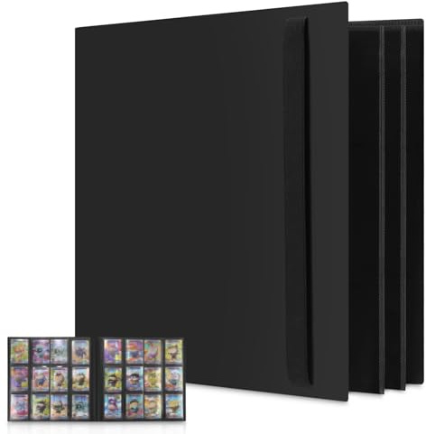 Zofory 480 Raccoglitore Carte, Album Carte con 12 Tasche per Lato, Binder Carte con Banda Elastica per Assicurarsi Che Non Cada, Album Figurine, per Il Collezionista, Regalo di Compleanno, Nero