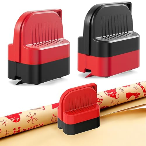 2 Stück Geschenkpapier Schneider für Rollen, Weihnachtlicher Geschenkpapierschneider-Papierschneider, Tragbare Papier-Schneidegerät für Halloween, Geburtstag, Feiertage, Bastel-Geschenkpapier