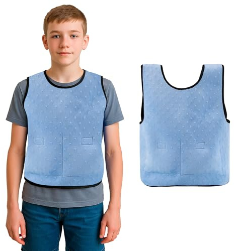 Viktväst barn, lugnande sensorisk viktdjur barn, ADHD, hjälpmedel och autism, hjälpmedel, för viktväst män flickor (skattblå, L)