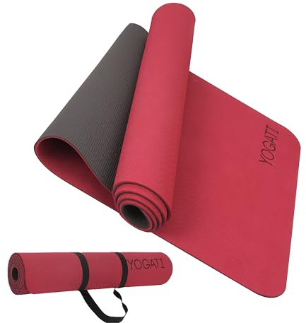 YOGATI Sportmatte Fitnessmatte Rutschfest mit Tragegurt. Gymnastikmatte für Yoga, Pilates und Fitness. Yoga Matte für Männer und Frauen. Yogamatte Rutschfest. Trainingsmatte, Yoga Mat.