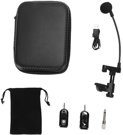 Vroomoto Microfono per Strumenti Wireless Microfono a Clip per Violino a Condensatore Strumenti 2.4G Wireless Pickup Audio 360 Gradi Portata 30 M Batteria da 6 8 Ore con