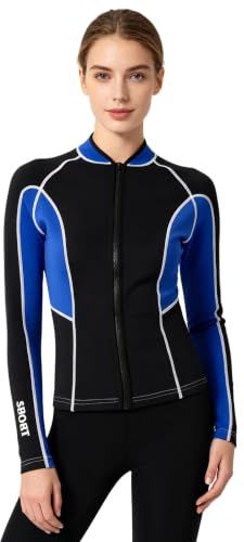 Yeahdor damer neopren topp dykning neopren mm neoprenjacka långärmad kappa | Neopren simkläder, långärmad, dragkedja, kust, rashguard för snorkling och simning, surfing, vattenboll, neoprenskjorta