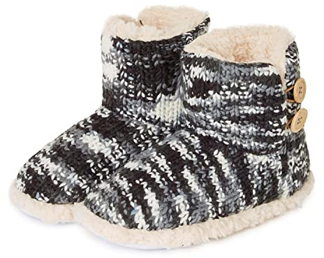 CityComfort Stickad & nyhet Booties inomhus och utomhusstopp, 7/8 Storbritannien, Träkol
