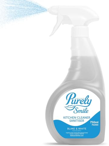 Blake & White Kitchen Cleaner & Sanitiser 750ml – Purely Smile Antibacterial Spray to Kill Bacteria & Bad Odors - Kitchen Cleaner Spray for Food Areas such as Restaurant Tables, Fridges & Bakeries