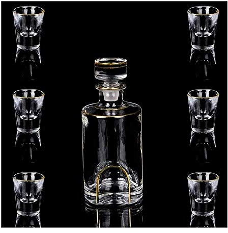 Conjunto de decantores Wine Decanter Crystal Whiskey Decanter and Glasses Set de 680 ml CRISTAL FREE CRISTAL DE Wine Decantador con 6 gafas de Wine Caja de regalo de 7 piezas Decantador de Wine Set Cr