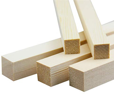 LOKIH 5pcs Kiefernquadratische Hölzerne Stöcke Holzleisten Ideal Auch Für Den Modellbau, Heimtextilien,30mmx30mmx100mm（5pcs）