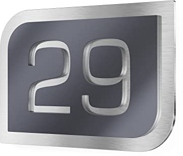Graviers Design plaque numéro de maison – extérieur, 250x175 mm, anthracite RAL 7016, acier inox V2A, personnalisable