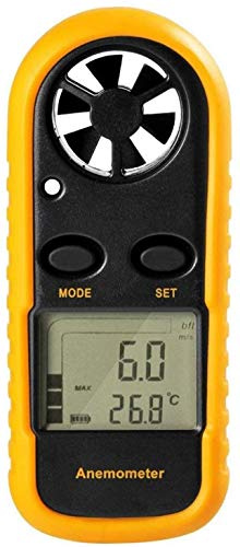 ZXM Digital Handheld Anemometer, with LCD Display for Measuring Wind Speed, Temperature and Wind Chill (Yellow+Black)