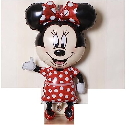madeoko Riesen-Folienballons mit Mickey-Minnie-Maus-Motiv, Geburtstagsparty, 110 cm, Dekoration UK (Minnie Maus – rote Pukka Punkte)