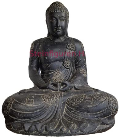 Buddha Japan groß aus Steinguss perfekt für den Garten die Terrasse oder den Vorgarten ist Frostfest Witterungsbeständig und Neu 100cm H, KA-BR-BJAS-100