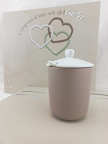 Digiglio Bomboniere Bomboniera matrimonio zuccheriera cuore bianca e tortora claraluna 2023 Con Fiore/Fiocco o Shopper