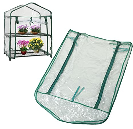 Chrees Gewächshaus-Ersatzabdeckung Transparentes PVC 69 X 49 X 92 cm Mini-Pflanzenabdeckung 2-stöckige Regale