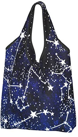 ASEELO Sac fourre-tout réutilisable qui brille dans le noir - Sac fourre-tout pliable et lavable pour femme, noir, 1