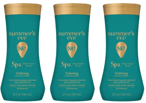 Summer's Eve Spa Daily Intimate Wash, Luxurious Cleansing Feminine Wash, Calming Chamomile pH-Balanced Wash, 12 Fl Oz Bottle (Pack of 3)