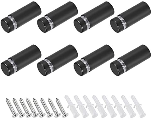 METALLIXITY Letrero Separador Tornillos (12x33mm) 8uds, Inoxidable Acero Publicidad Tornillos Vidrio Acrílico Clavo - para Imagen Marco Muestra Exhibición, Mate Negro