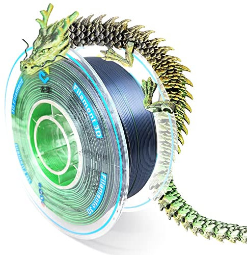 YOUSU Dreifarbiges PLA Filament,3D Drucker Filament 1,75mm(﹢/-0,03mm), Seiden Gold/Grün/Schwarz Dreifarbiges Filament, Passend für die Meisten FDM Drucker, 1 kg/2,2 lbs