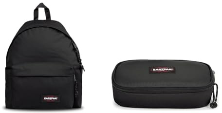 EASTPAK Padded Pak'r Zaino, 40 cm, 24 L, Nero & Astuccio singolo ovale XL, 22 cm, nero