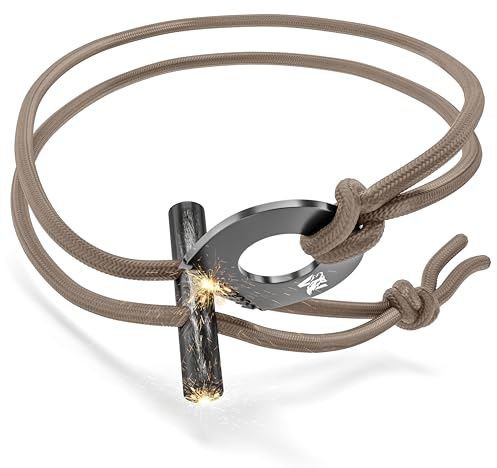 ODENWOLF Feuerstahl Outdoor Halskette - Firestarter Magnesium als Anhänger - Feuerstahl Klein ideal geeignet für Survival und Bushcraf Aktivitäten - Feuerstein Survival als Schlüsselanhänger