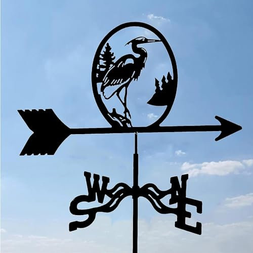 SimKha Metall-Wetterfahne mit Jäger-Kranich-Leuchtturm-Wildpferd-Wolf-Ornament, Gartenstecker, Wetterfahne, professionelles Messwerkzeug, Gartenhof-Dachständer, einfache Verwendung