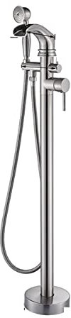 Robinets de baignoire sur pied avec douchette à main, robinet de bain sur pied, mitigeur à poignée unique