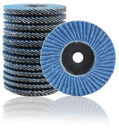 Drufoful 12 Stück Fächerscheiben, 75mm x 10 mm Lamellenscheiben für Metall, Stahl, Edelstahl, 40 60 80 120 Korn, Schleifmopteller Schleifscheiben Flap Disk für 3 Zoll Winkelschleifer, Blau
