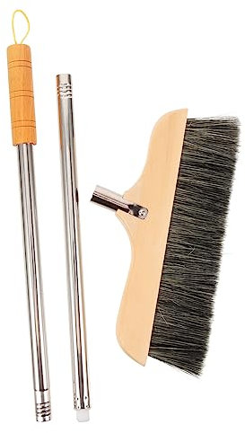 Beavorty Scopa di Legno Manico Lungo Scopa Setole Morbide per Pavimenti Spazzatrice per Uso Design Antistatico e Setole Compatte per Pulizia