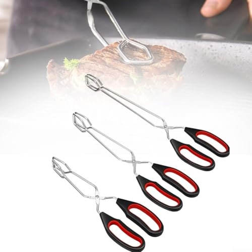 Long Handle Food Forceps, Kitchen Scissor Tongs for Cooking and Baking, and (L)