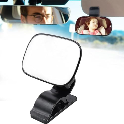 Generic Baby Car Mirror 360° Adjustable Rear View Mirror, Shatterproof, Wide Angle Convex, Universal Fit, Car Visor Mount