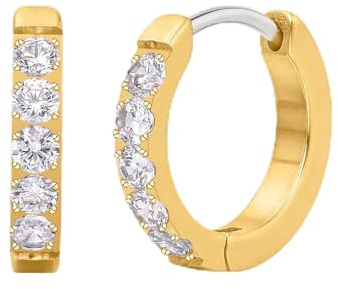 limerencia G23 Orecchini a Cerchio Anallergici per Orecchie Sensibili,Huggie Hoop Orecchini in Titanio 8 mm/10 mm/12 mm,Orecchini Argento Diamante per Donna Uomo Bambina(oro 10mm)