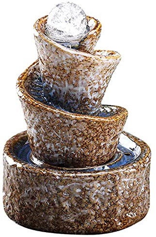 IUBGFTO Fontana da Tavolo Zen, Fontana a Cascata per Ufficio e casa, Decorazione per Fontana Relax Interna da 10,6 Pollici