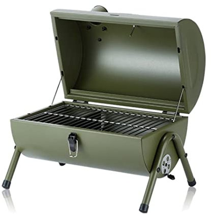 NESPIQ Picknickgrill Holzkohlegrill Tragbarer Holzkohlegrill BBQ-Grill Mit Deckel Und Griff Klappgrill Für Picknick Im Freien Camping Grill(Grün)