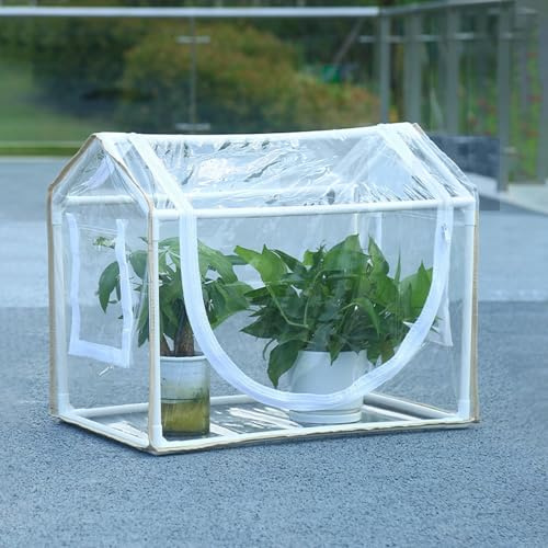 NNXHWY Mini Invernadero Portátil, Pequeña Casa Caliente para Interiores, Invernadero Portátil Resistente, Casa de Plantas con Protección contra Congelación de Invierno con Ventana (S)
