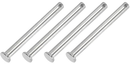 PATIKIL 8 x 80 Mm Single Hole Clevis Pins, 4 Pcs 304 Stainless Steel Flat Head Pin for Hitch Pin Lock Link Hinge Systems, Silver