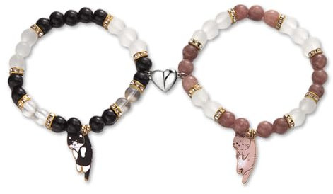 Mrltau 2 Pcs Kawaii Cartoon-Katze Matching Bracelets, Friendship Bracelet, BFF Armbänder für 2, Mädchen Armband Freundschaft, Best Friends Geschenke, Freundschaft Geschenke