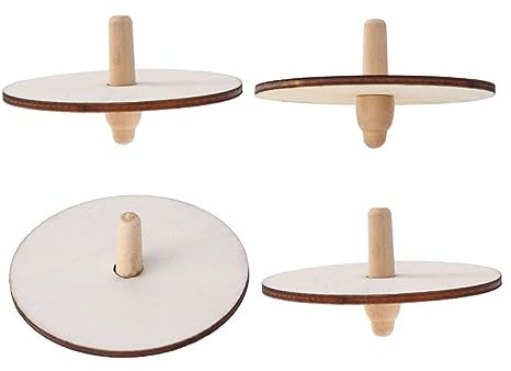 JOINPAYA 4stücke Unfertiges Holzkreisel Spielzeug Für Junge Mädchen DIY Malerei Mit Stecknadeln Naturfarben Zufälliger Stil
