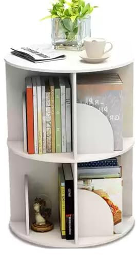 Kreatives Drehregal Für Wohnzimmer Und Arbeitszimmer Einfaches Bücherregal Für Zu Hause Einfaches Mitnehmen Von Gegenständen Kleines Bücherregal Mit Großer Kapazität(2 Layers)