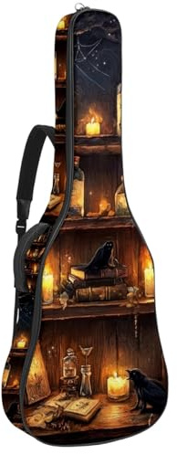 KengjuTesu 43 Zoll Akustikgitarre Softcase mit Rucksackgurt und 2 Taschen Magisches Bücherregal Keine Polsterung Rucksack Wasserdicht Oxford Tuch Bassgitarre Gigbag für Konzertgitarre, mehrfarbig,