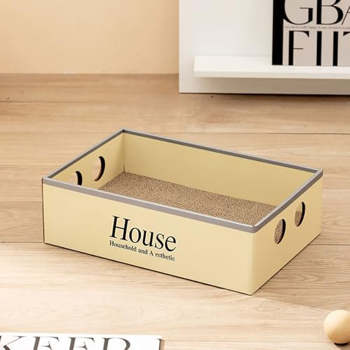 Hearda Katzen Kratzbrett Box, Kratzbretter Katze, Premium Katzenkratzbrett, Kratzpappe für Katzen, Katzenkratz um Katzenkratzern Vorzubeugen und Sofa Teppiche Wände (Haus,47x31.5x14cm)