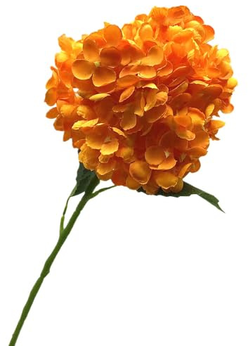 forestmistry Lot de 5 grandes branches d'hortensia artificielles à 256 pétales de 20 cm (orange)