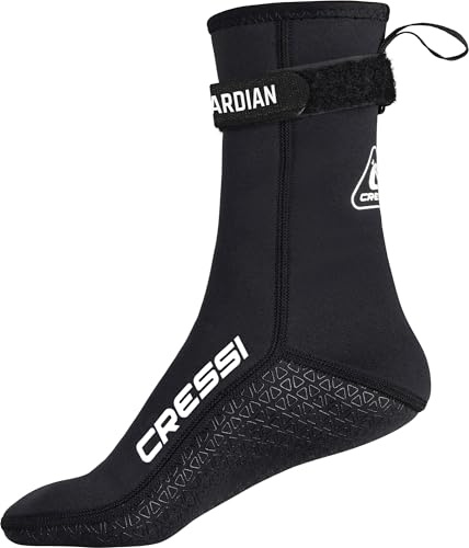 CRESSI Guardian höga neoprenstrumpor 2 mm XS – 2 mm neopren höga strumpor med kardborreband, idealiska för alla vattensportentusiaster, svart, XS, unisex