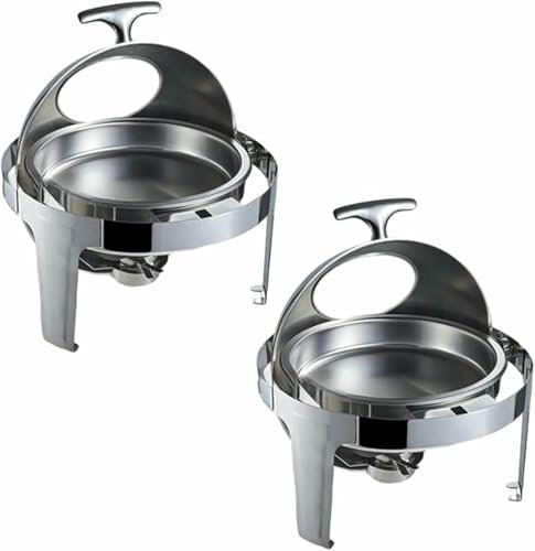 Chafing Dish Buffet Set, Rectangular Heating Set With The Top Of The Coil, Isolated Four-Part Water Tray, Food Tray Holder Lid For Meals At Parties, Weddings, Birthdays ~/