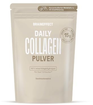 BRAINEFFECT Collagen Pulver – Peptide Typ 1 & 3, 450g | Für Speisen & Getränke, natürlicher Geschmack ohne Zucker. Unterstützt Haut & Gelenke. Made in Germany. Mango-Maracuja.