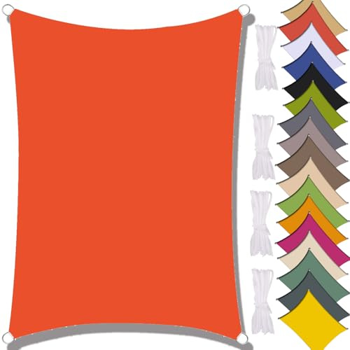 MAJINGC Vela Parasole Impermeabile Dell'ombrellone 4X6M Vela Ombreggiante, Resistente ai Raggi UV 95%, Vela Ombreggiante per Piscina, Giardino, Terrazza, Parco, Piscina，Campeggio Arancia