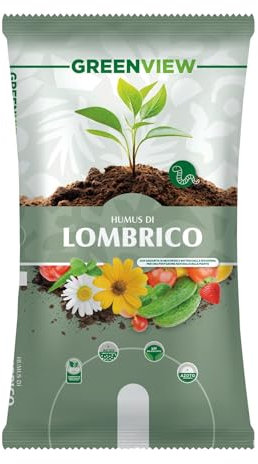 Greenview Humus Di Lombrico, Fertilizzante Organico Naturale per Piante, Aumenta la Fertilità del tuo Terreno, Prodotto Consentito In Agricoltura Biologica (10 Litri)