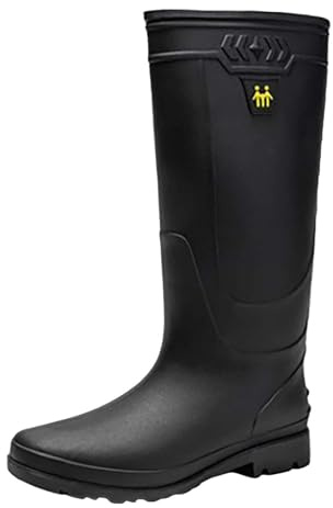 Bottes en caoutchouc pour homme - Imperméables - Soutien de la cheville - Antidérapantes - En caoutchouc robuste - Avec isolation thermique - Pour l'extérieur et la chasse, Noir , 52